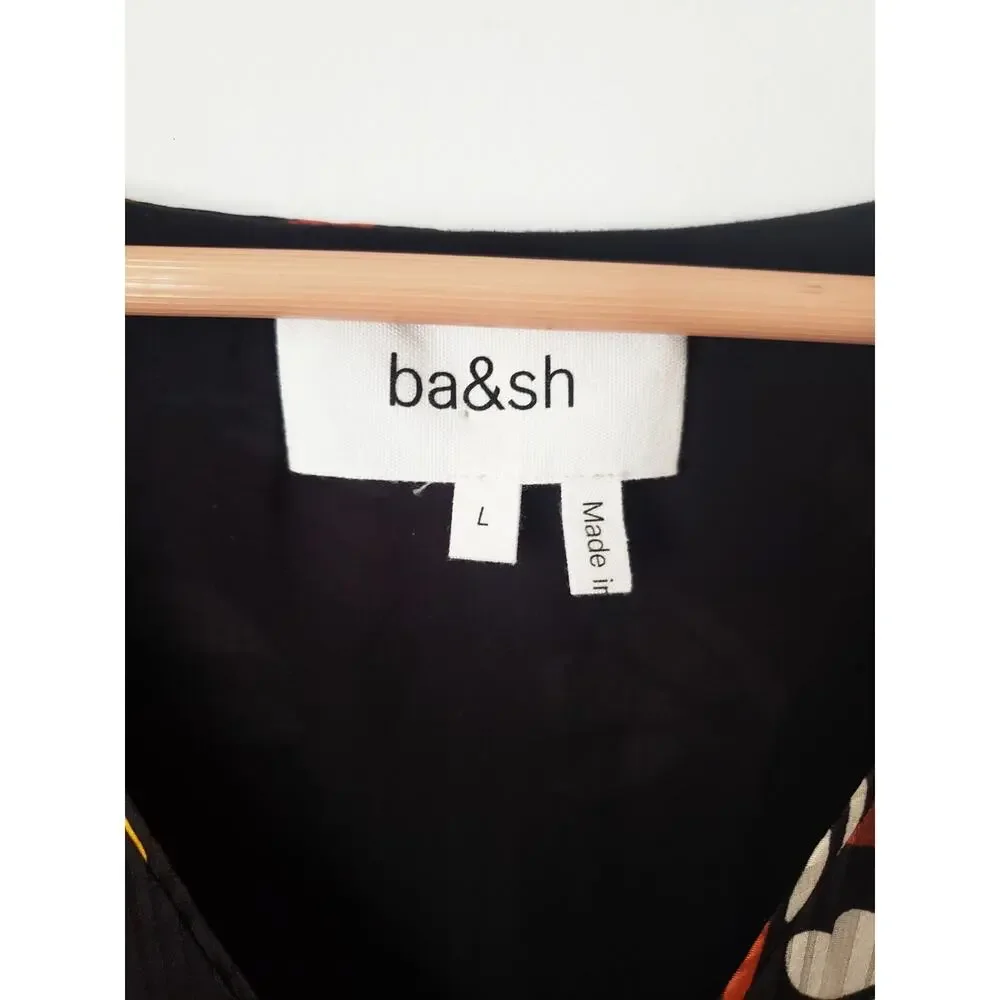 ba&sh Floral Print Midi Dress Black Size Large (US 10)